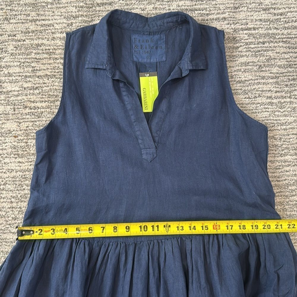 NWT Frank & Eileen Daphne Washed Linen Navy Maxi Dress Large - Picture 10 of 15